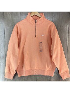 Nike Solo Swoosh Men's 1/4 Quarter Zip Pullover Apricot Size Medium DQ5209-844